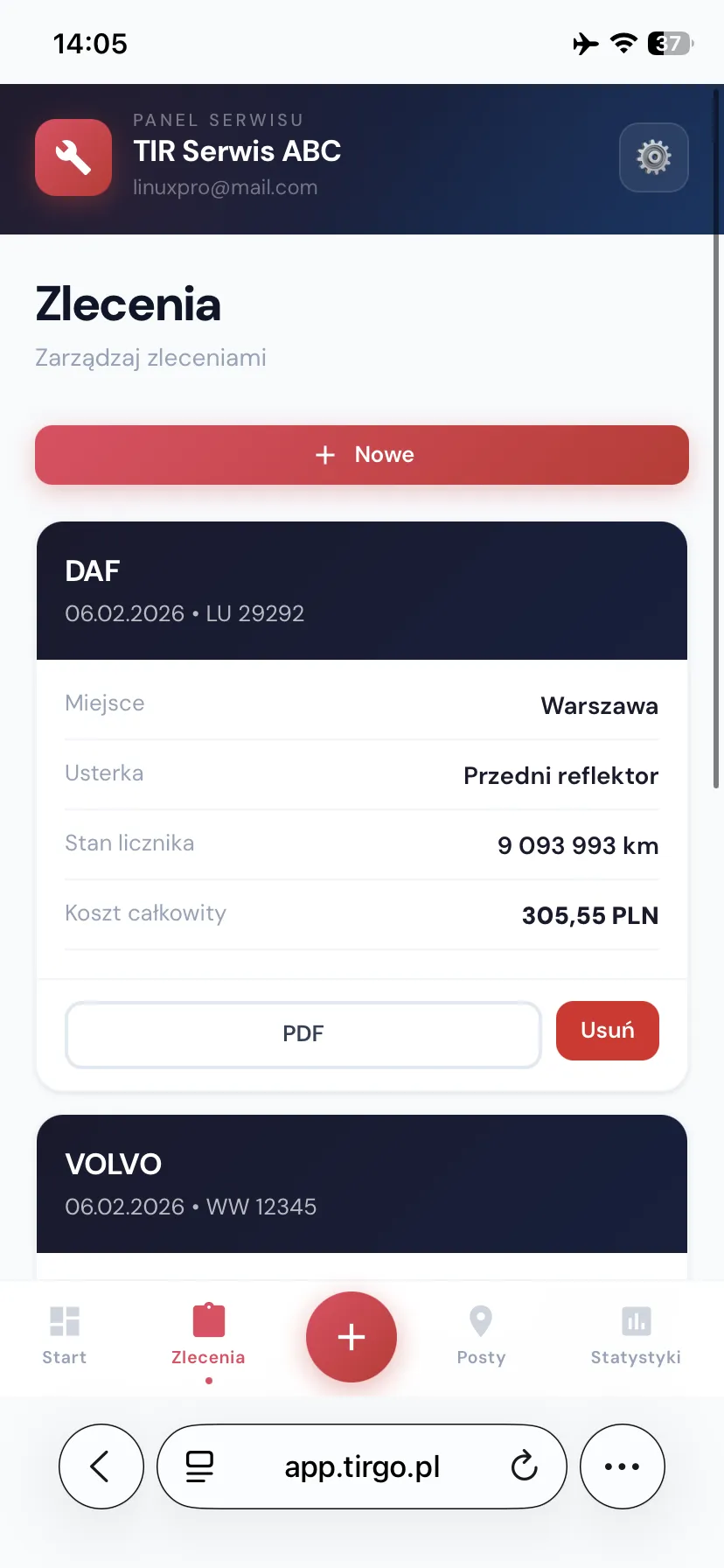 Zlecenia w TIRgo